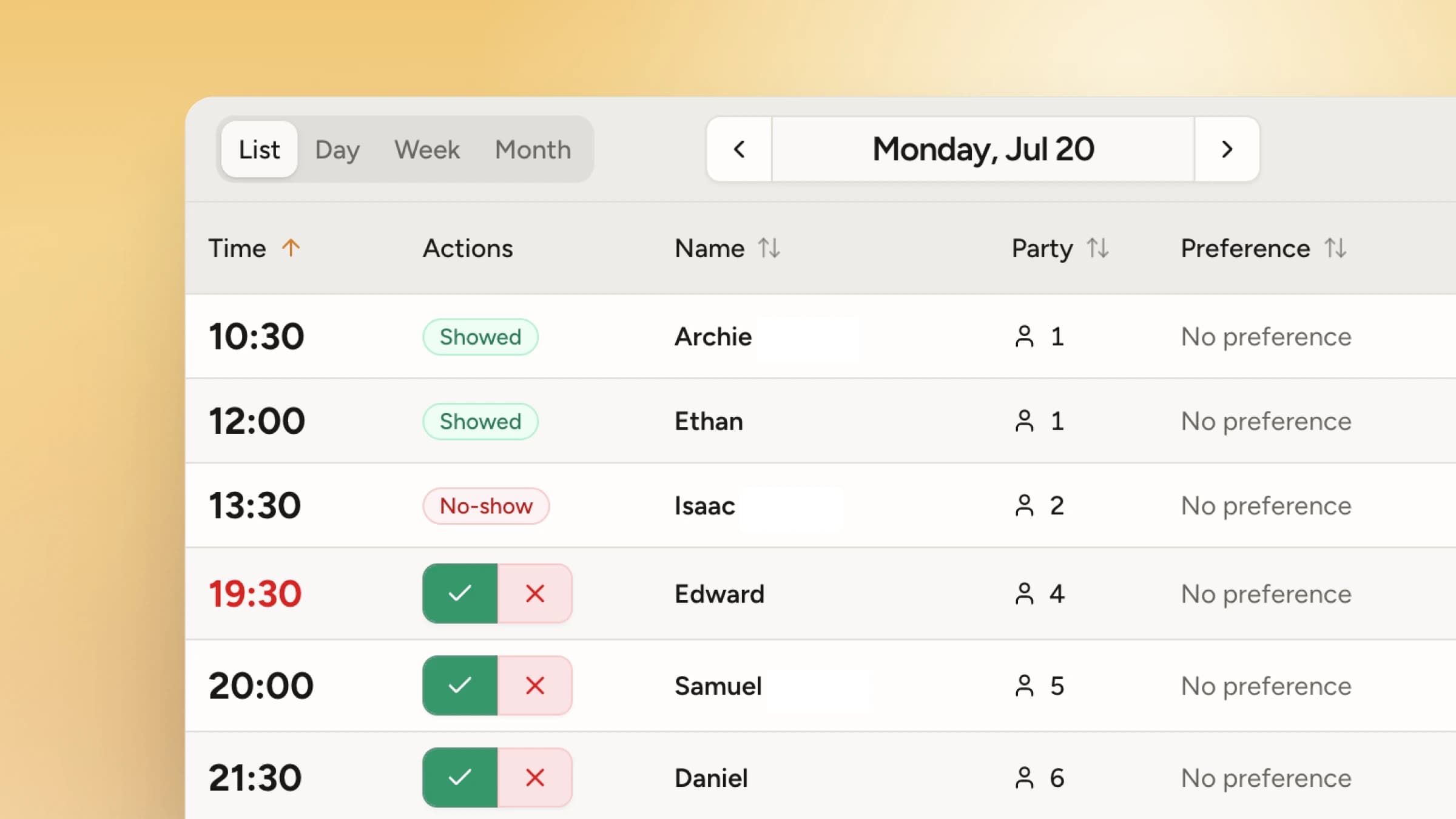 Plan the day with a clear view of bookings