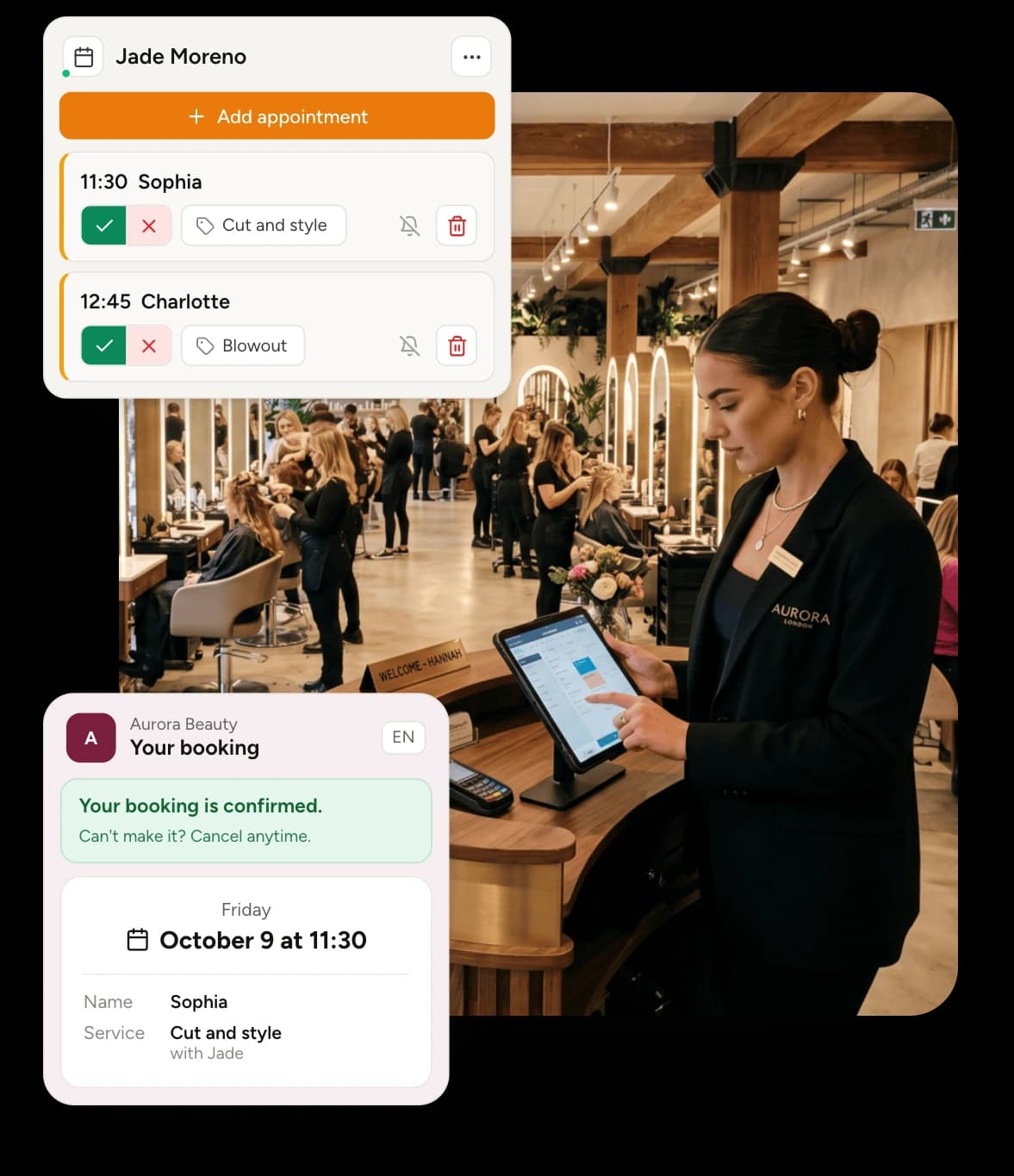 Walk-ins and appointments in one salon queue