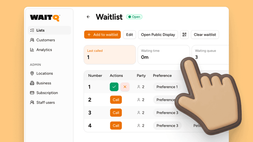 Step 3: Seat with one tap