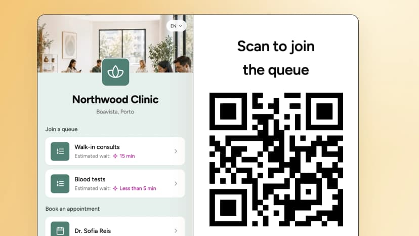Patient scanning a QR code to check in at a clinic